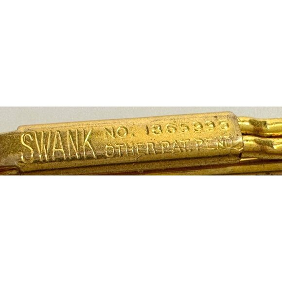 Vintage Gold Tone Square Link Box Chain SWANK Tie Bar Clip - Picture 6 of 11
